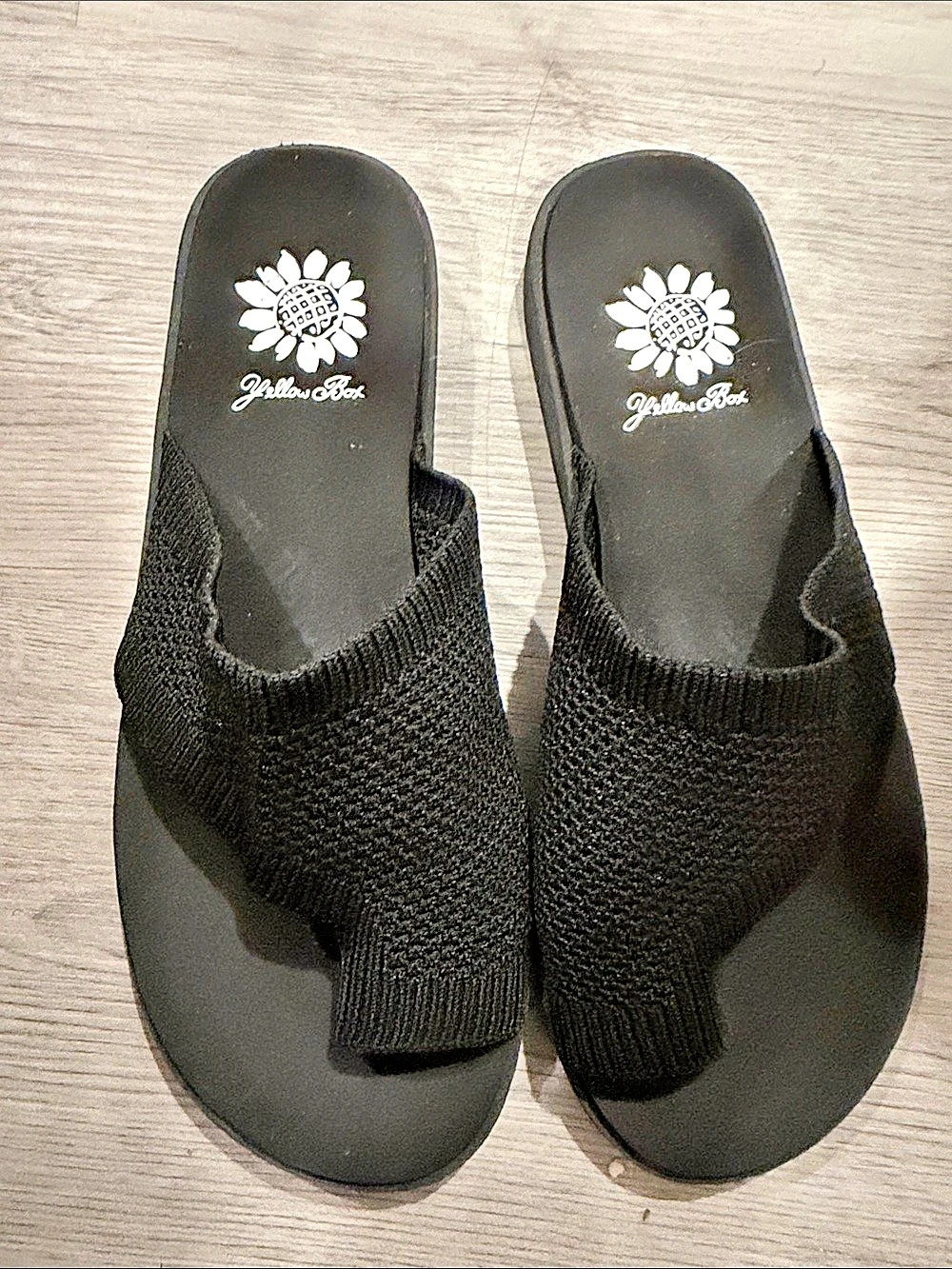 Yellow Box Feeza Knit Sandal Slide Black US 6M NWOB
